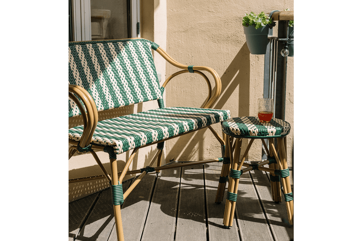 Claire cafébänk med fransk flätning 108 cm