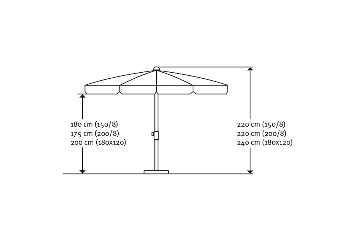 Locarno parasoll med tilt 180 x 120 cm