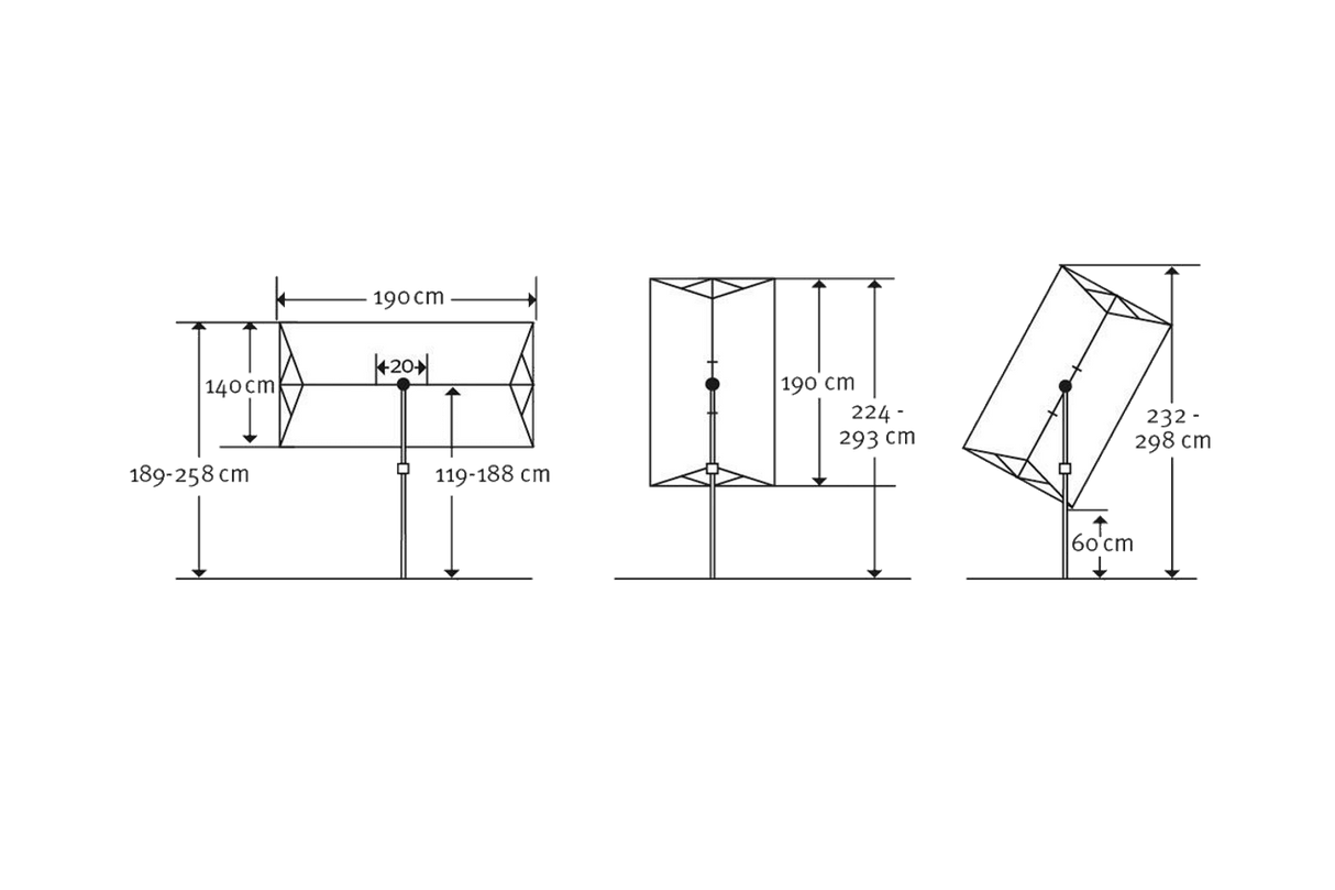 Novara parasoll 190 x 140 cm