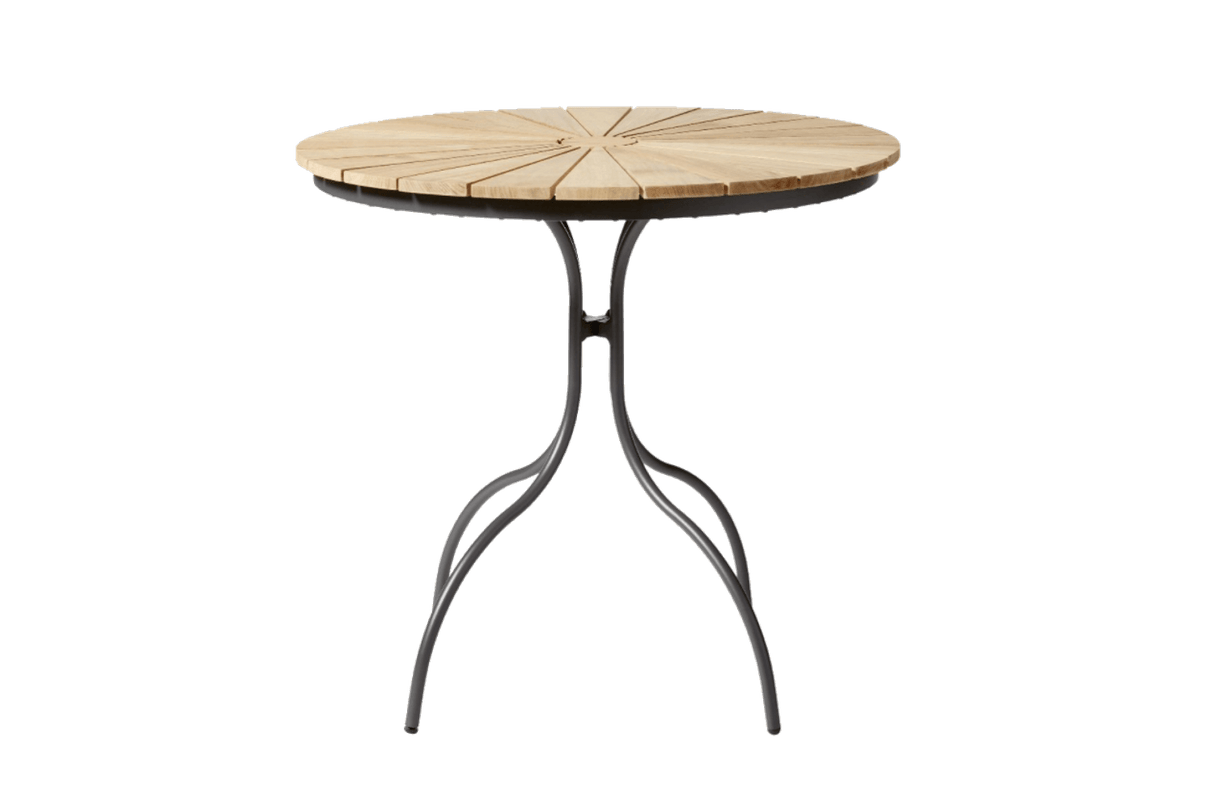 Cafébord i teak med aluminiumram Ø80 cm