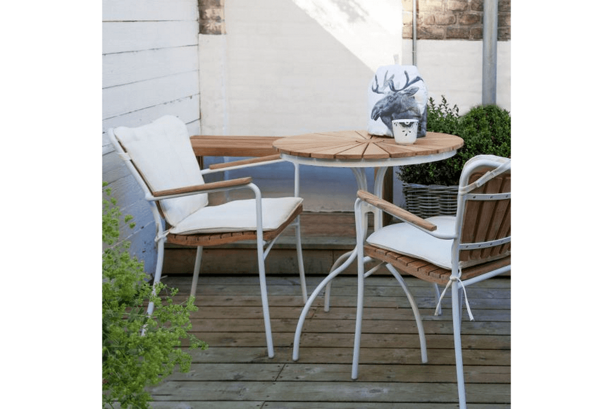 Cafébord i teak med aluminiumram Ø80 cm