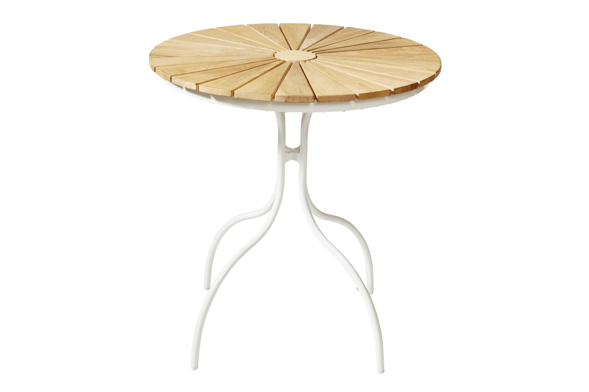 Cafébord i teak med aluminiumram Ø80 cm