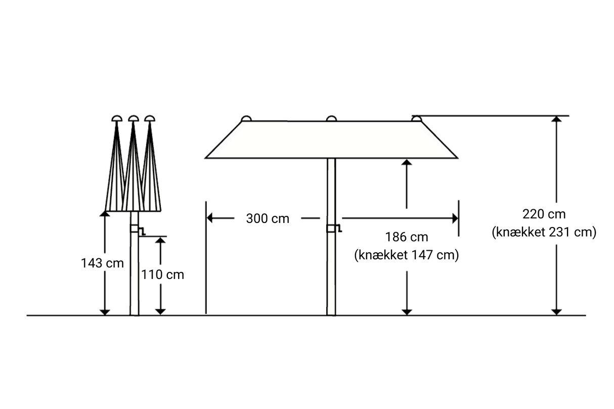 Salerno parasoll med tilt 300 x 150 cm