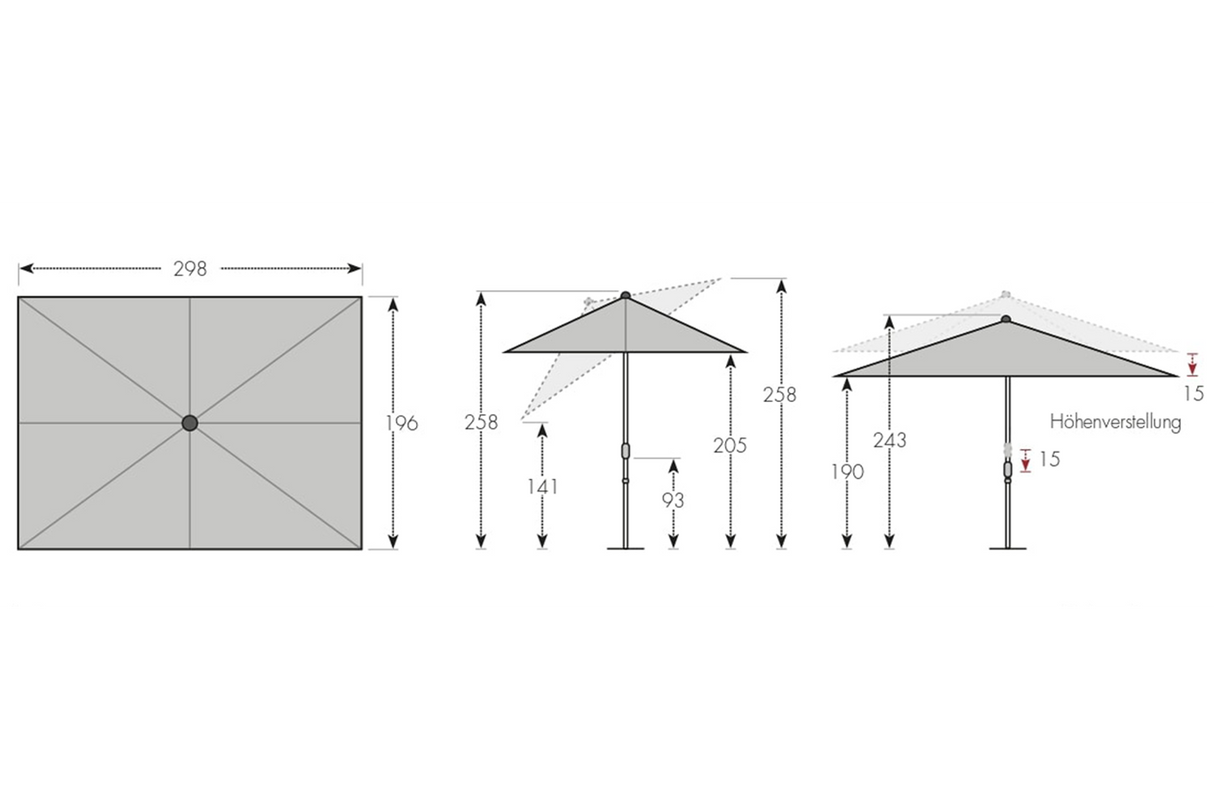Alu wood ultra parasoll med vev och tilt 300 x 200 cm