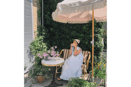 Claire cafébänk med fransk flätning 108 cm