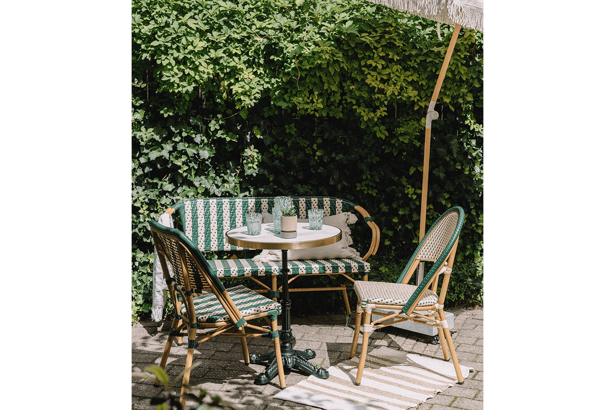 Claire cafébänk med fransk flätning 130 cm