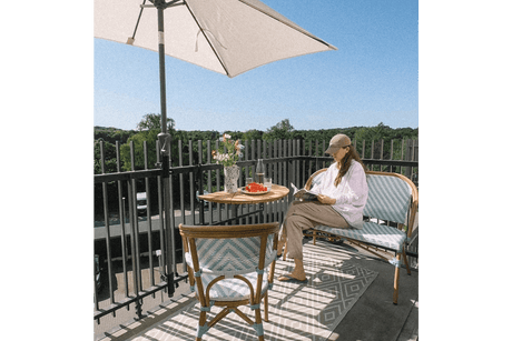 Claudine cafébänk med fransk flätning 108 cm