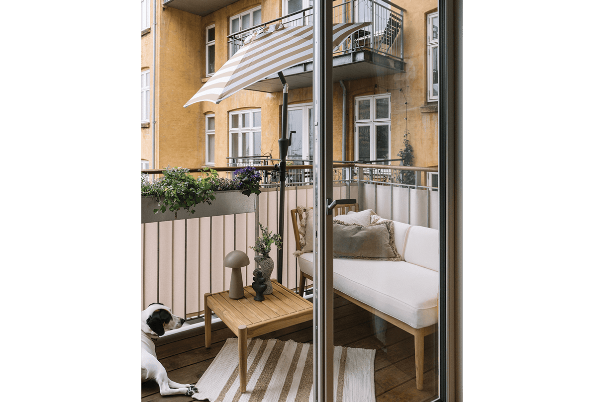 Frida randig parasoll med vev och tilt Ø160 / Ø200 cm