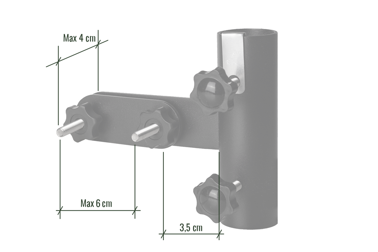 Kari parasollfäste till tunna vertikala stänger