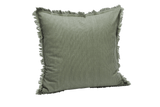 Kritstrecksrandig kuddfodral med fransar 50 x 50 cm