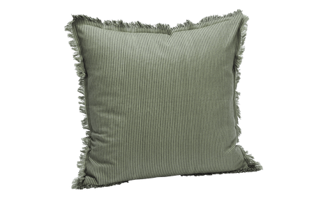 Kritstrecksrandig kuddfodral med fransar 50 x 50 cm
