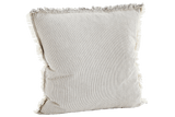 Kritstrecksrandig kuddfodral med fransar 50 x 50 cm