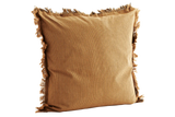 Kritstrecksrandig kuddfodral med fransar 50 x 50 cm