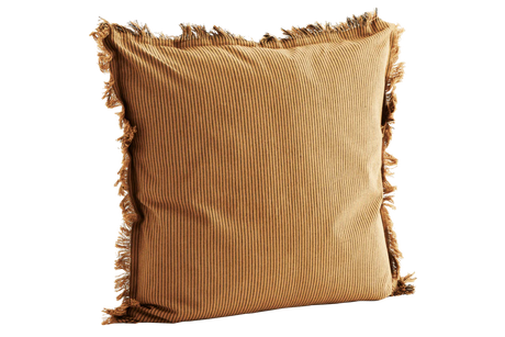 Kritstrecksrandig kuddfodral med fransar 50 x 50 cm
