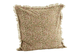 Blommigt kuddfordral med fransar 50 x 50 cm