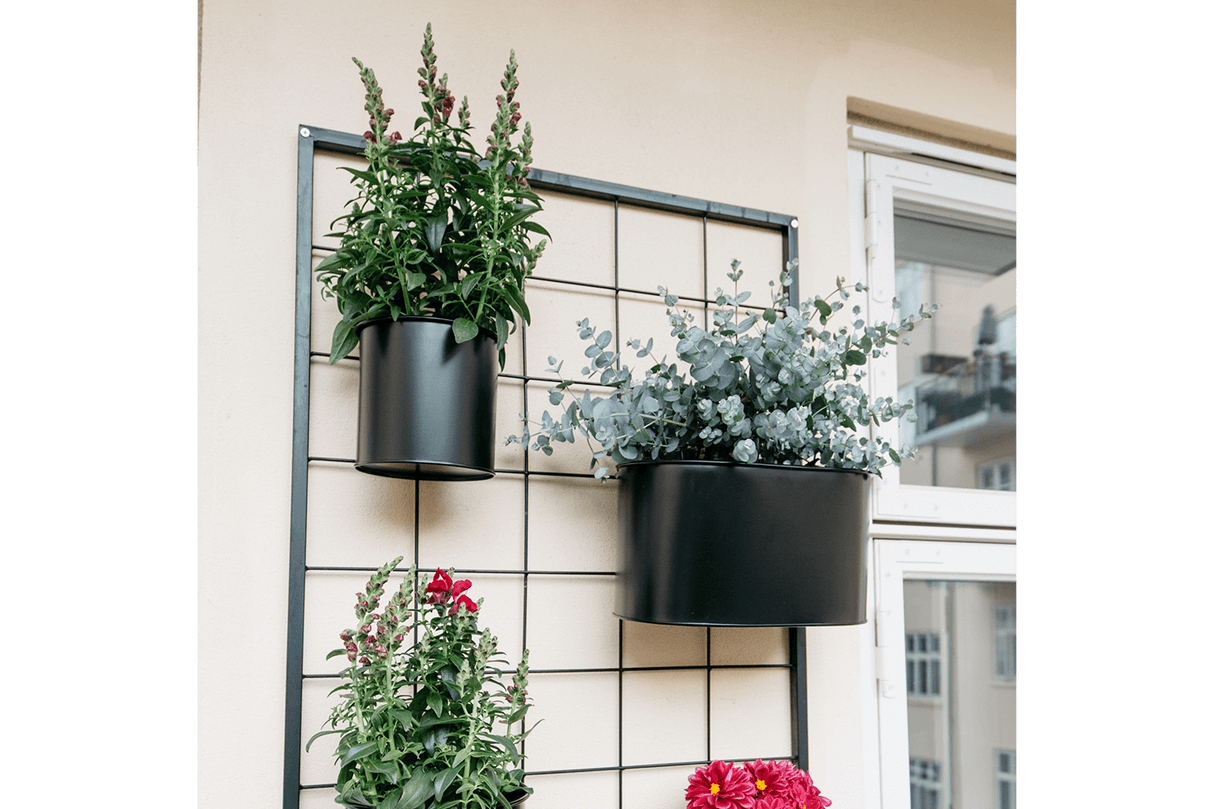 Rut planteringslåda till galler, svart