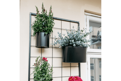 Rut planteringslåda till galler, svart