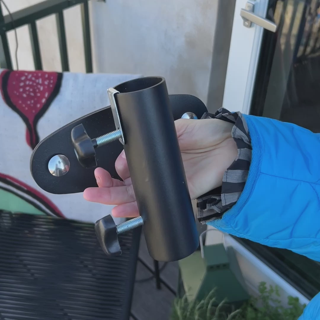 Storm parasollfäste för vertikala stänger