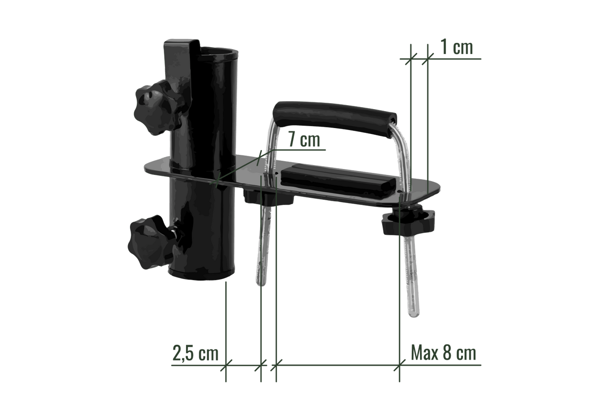 Hans parasollfäste till räcke