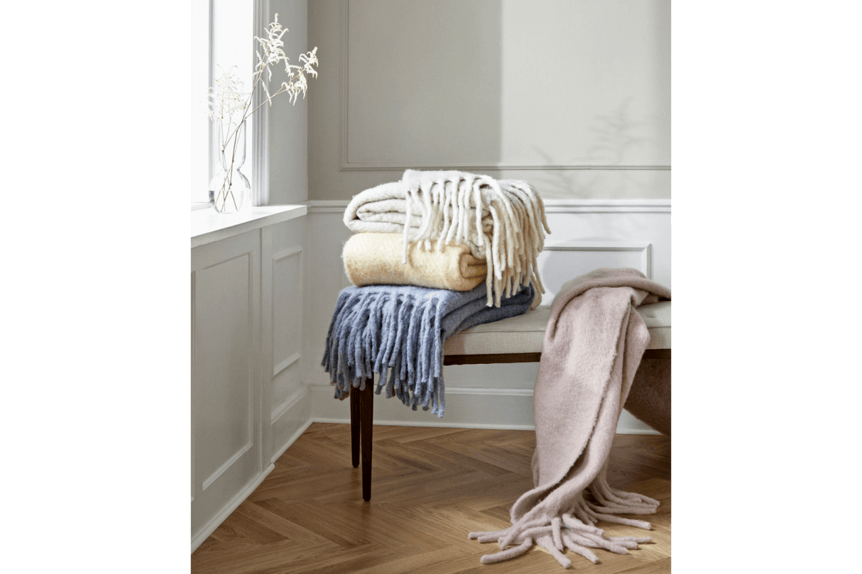 Mathea ullplad med vackert fiskbensmönster