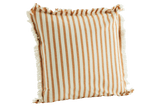 Randig kuddfodral med fransar honey 50 x 50 cm