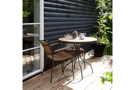 Cafébord i teak med aluminiumram Ø80 cm