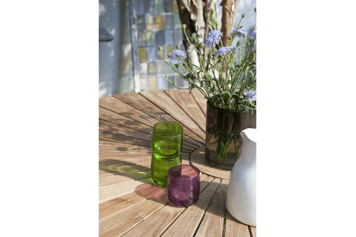 Cafébord i teak med aluminiumram Ø80 cm