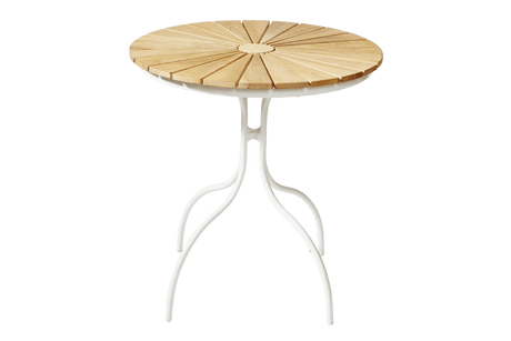 Cafébord i teak med aluminiumram Ø80 cm